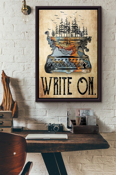 Typewriter Write On Poster Framed Matte Canvas