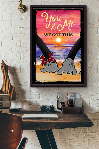 Mickey Couple You And Me We Got This Sunset Beach Poster Framed Matte Canvas