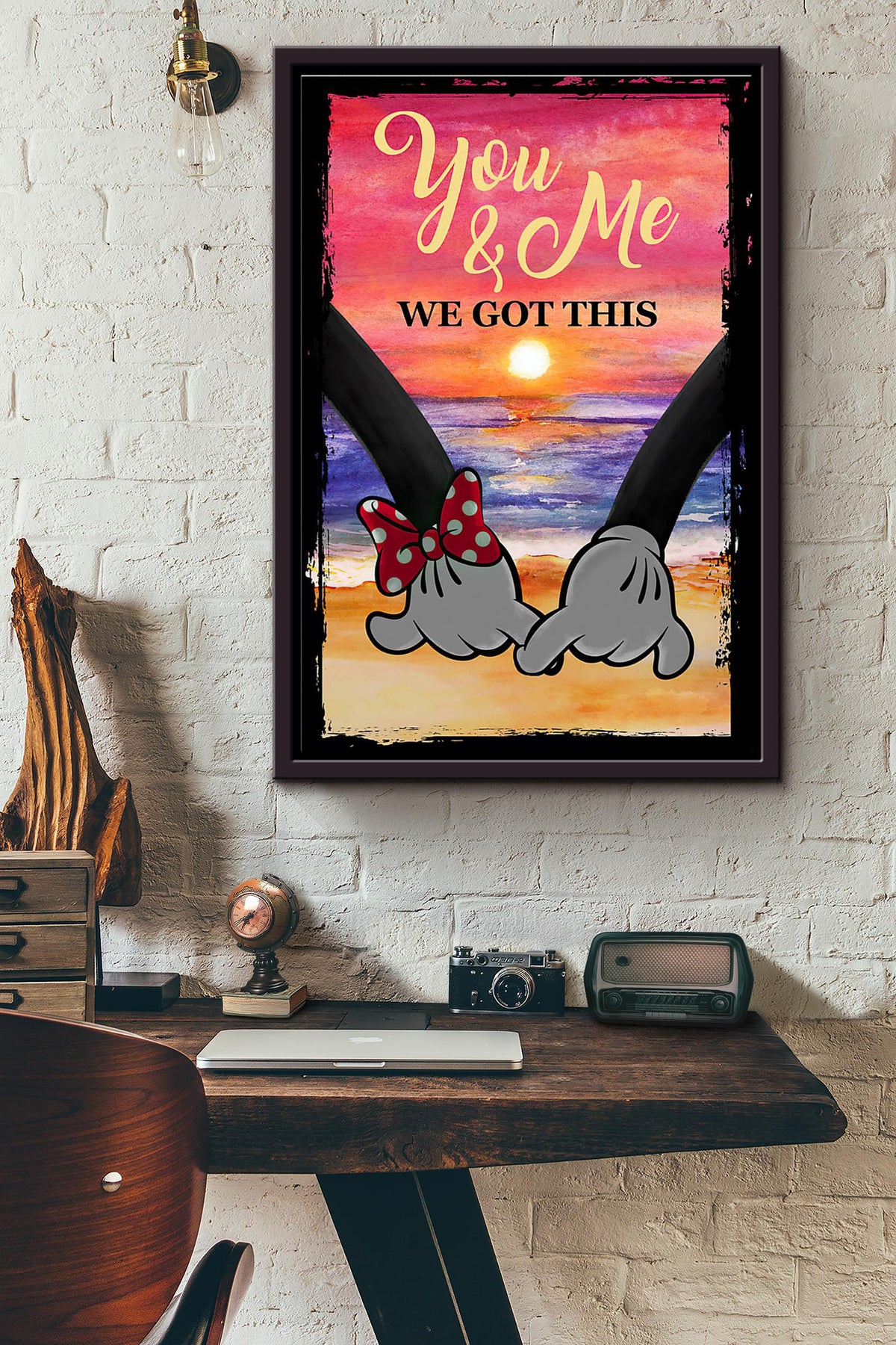 Mickey Couple You And Me We Got This Sunset Beach Poster Framed Matte Canvas