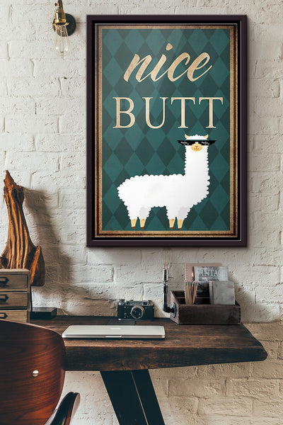 Llama Nice Butt Poster Framed Matte Canvas