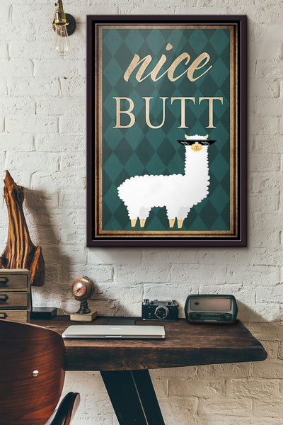 Llama Nice Butt Poster Framed Matte Canvas