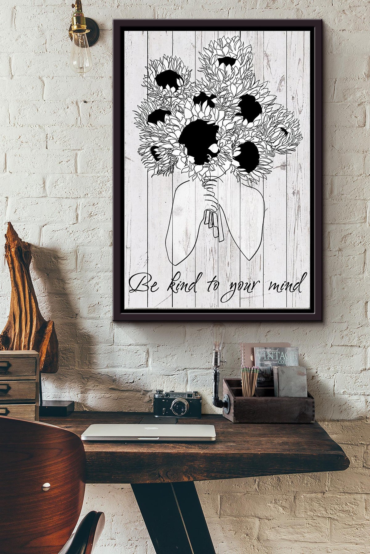 Mental Be Kind To Your Mind Inspiration Poster Framed Matte Canvas