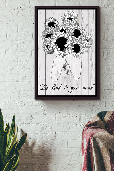 Mental Be Kind To Your Mind Inspiration Poster Framed Matte Canvas