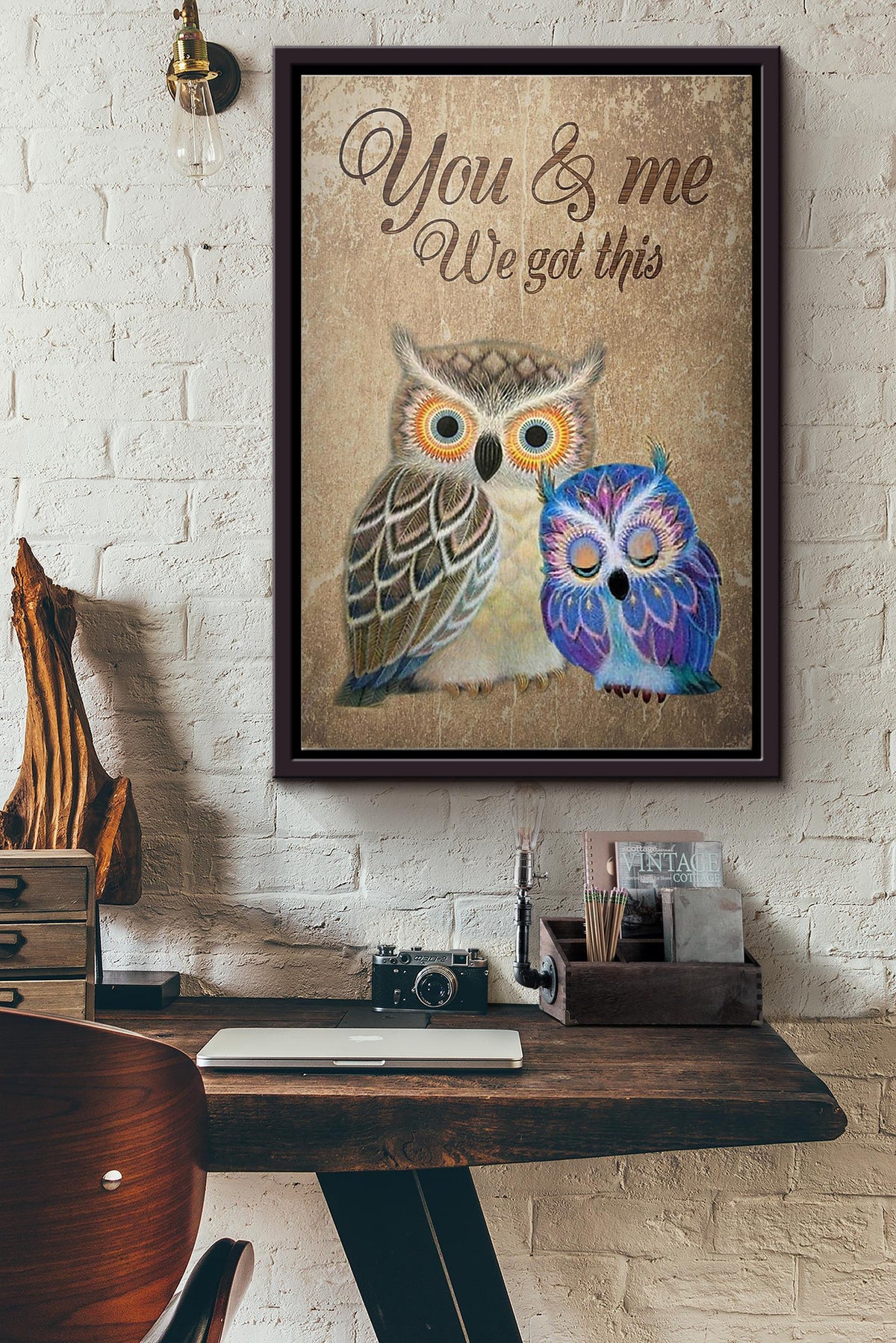 Owl You And Me We Got This Poster Framed Matte Canvas