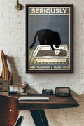 Black Cat Seriously Get Your Shit Together Poster Framed Matte Canvas