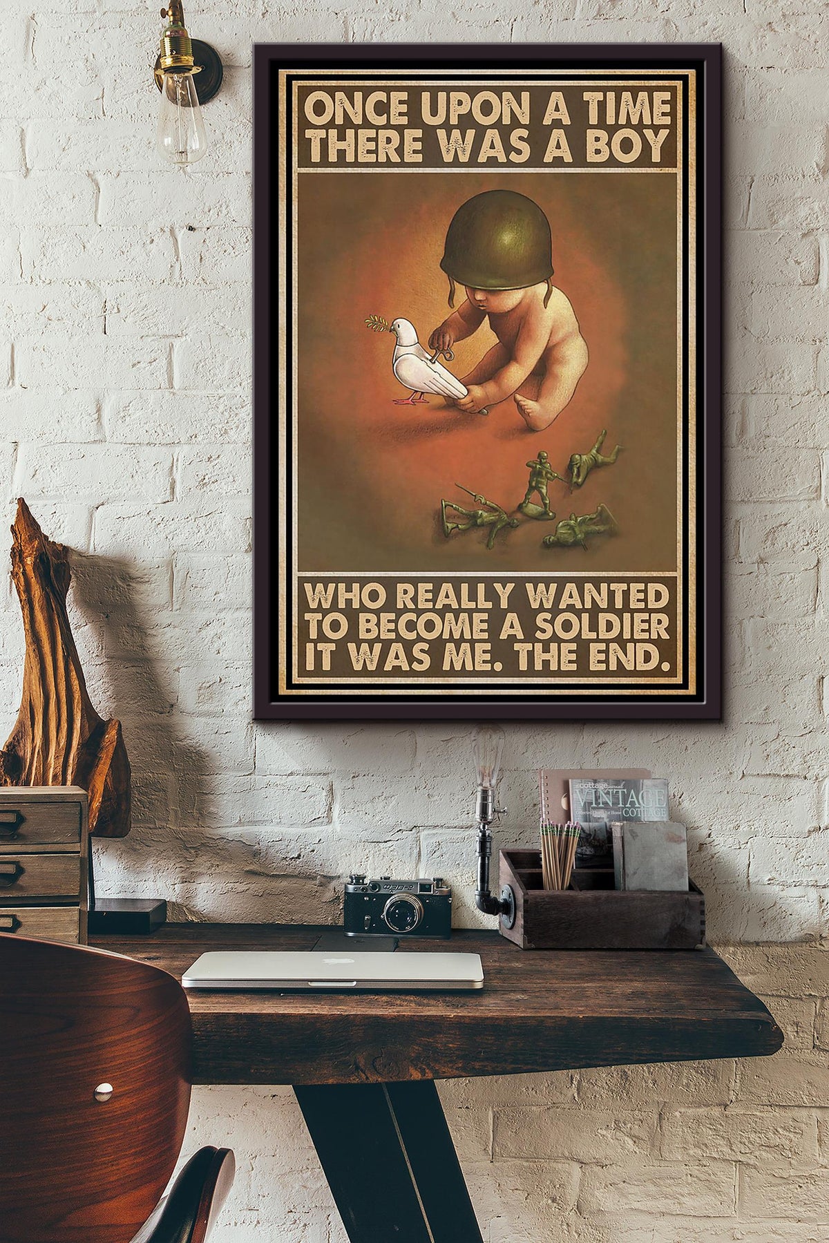 Once Upon A Time There Was A Boy Become A Soldier It Was Me Poster Framed Matte Canvas