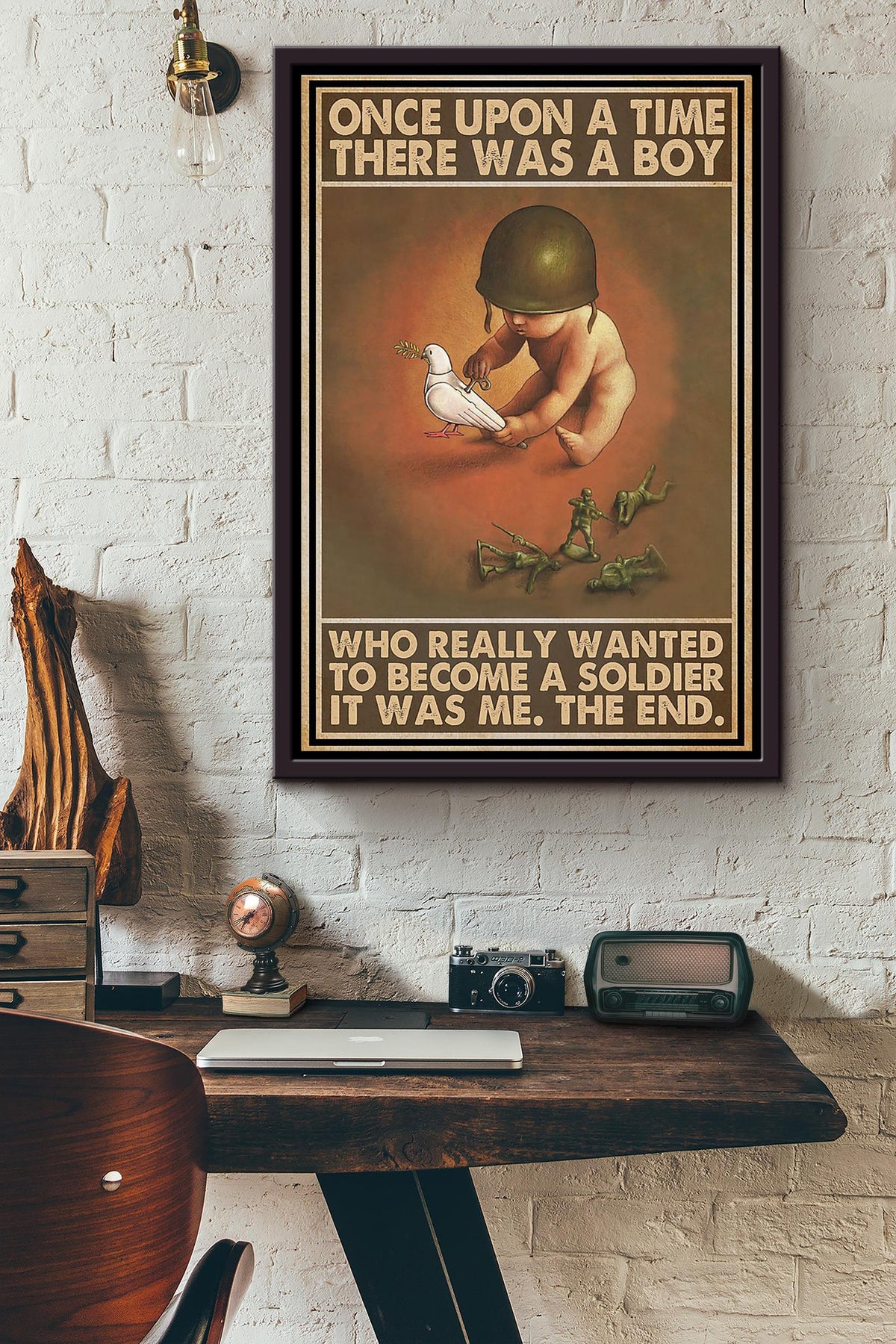 Once Upon A Time There Was A Boy Become A Soldier It Was Me Poster Framed Matte Canvas