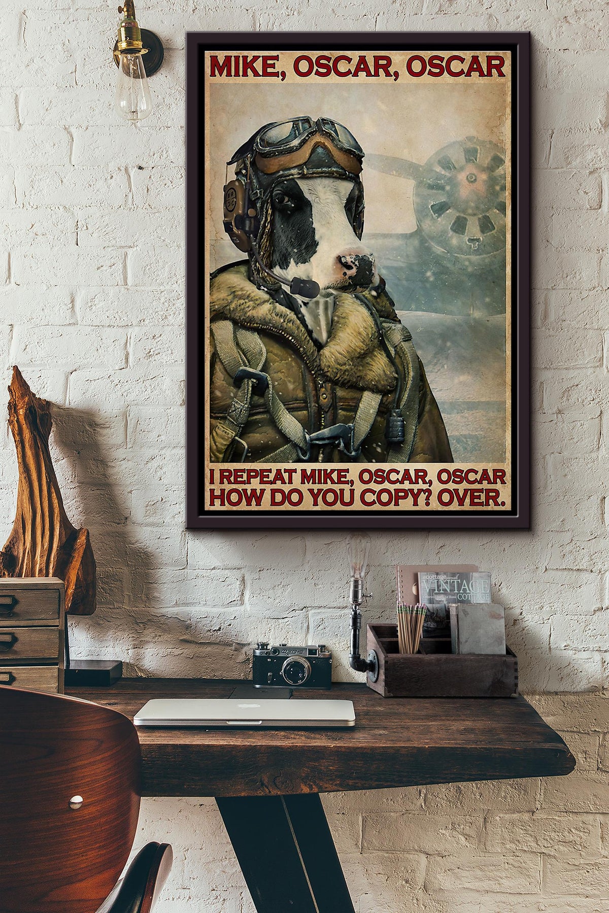 Farm Cow Mike Oscar Oscar How Do You Copy Over Poster Framed Matte Canvas