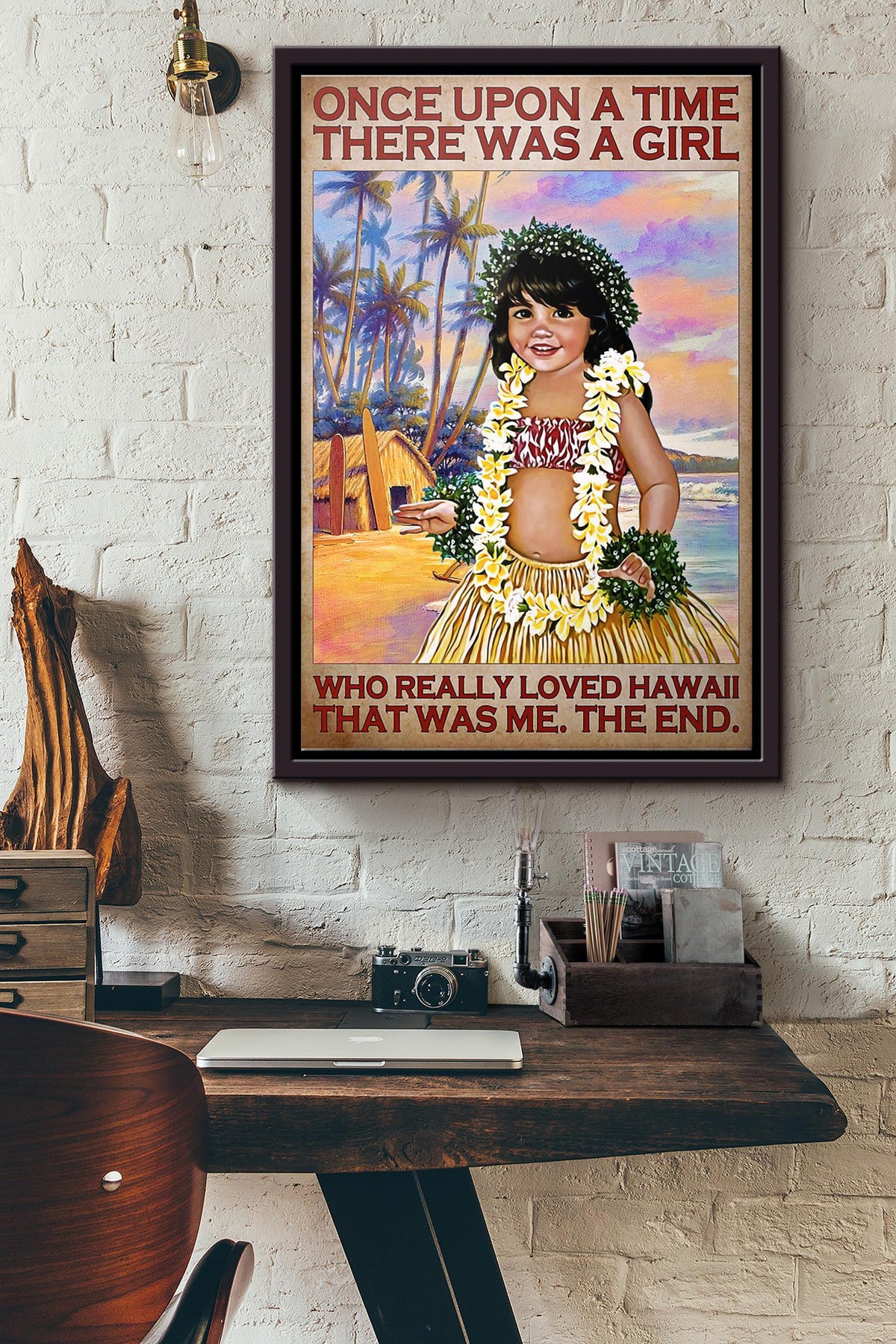 Once Upon A Time There Was A Girl Who Really Loved Hawaii Poster Framed Matte Canvas