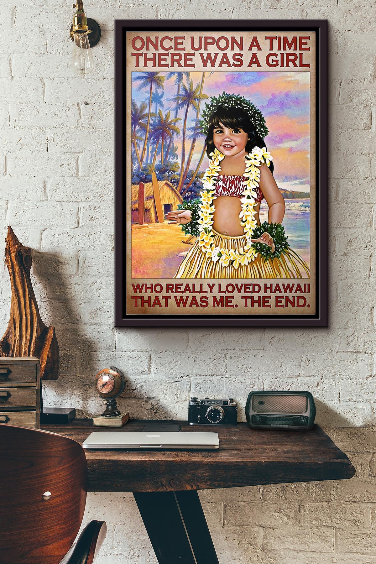 Once Upon A Time There Was A Girl Who Really Loved Hawaii Poster Framed Matte Canvas
