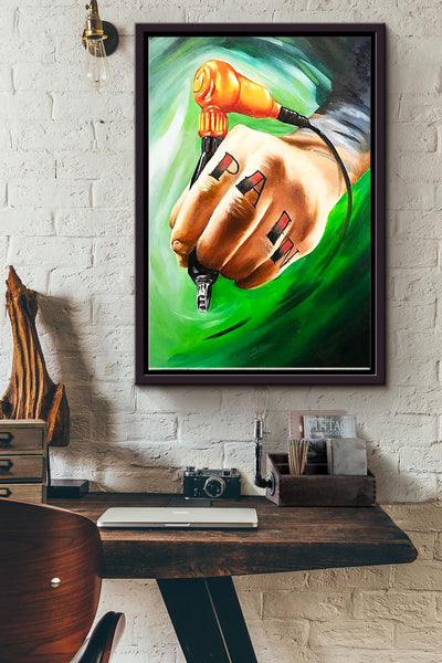 Tattoo Artist Pain Tattoo Poster Framed Matte Canvas