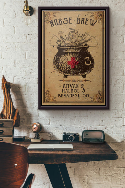 Nurse Brew Ativan 2 Haldol 5 Benadryl 50 Poster Framed Matte Canvas