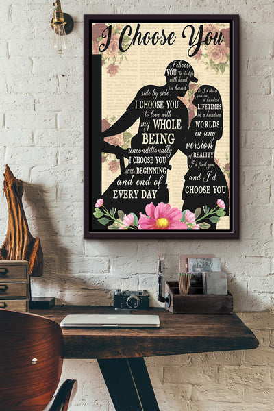 I Choose You To Do Life With Hand Lineworker Poster Framed Matte Canvas