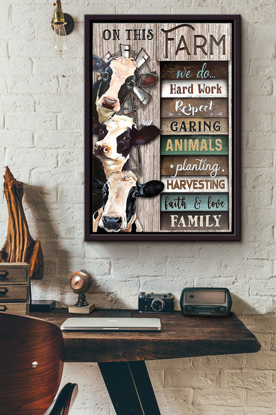 Cow Love Family Framed Matte Canvas