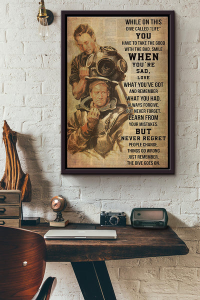 Muff Diver While On This Dive Called Life Never Forget The Dive Goes On Dictionary Poster Framed Matte Canvas