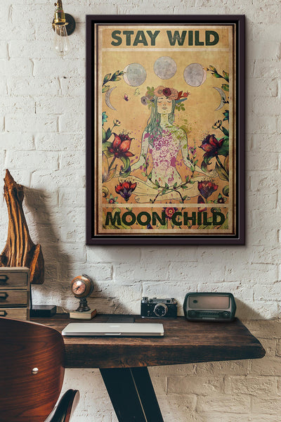 Hippie Yoga Stay Wild Moon Child Poster Framed Matte Canvas
