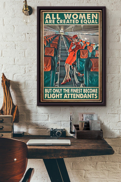 All Women Flight Attendant Framed Matte Canvas