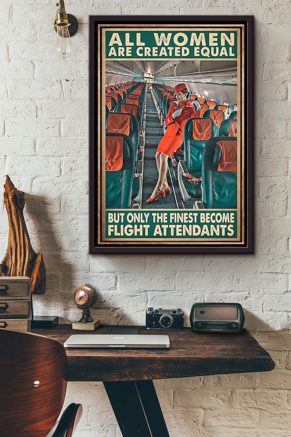 All Women Flight Attendant Framed Matte Canvas