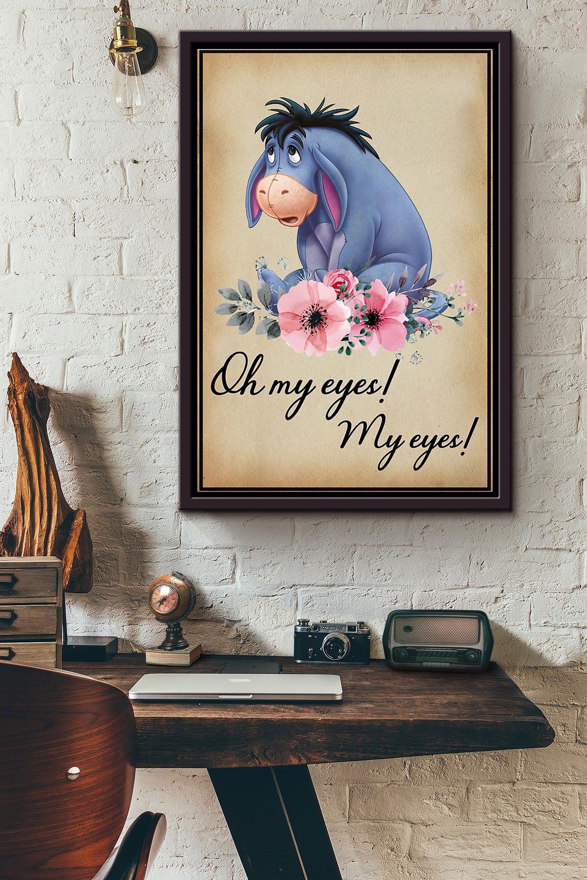 Eyeore Oh My Eyes Flowers Poster Framed Matte Canvas