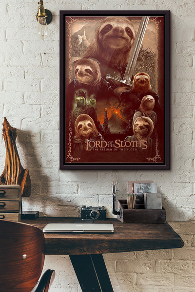 Lord Of The Sloths Parody Poster Framed Matte Canvas