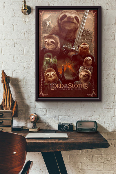 Lord Of The Sloths Parody Poster Framed Matte Canvas