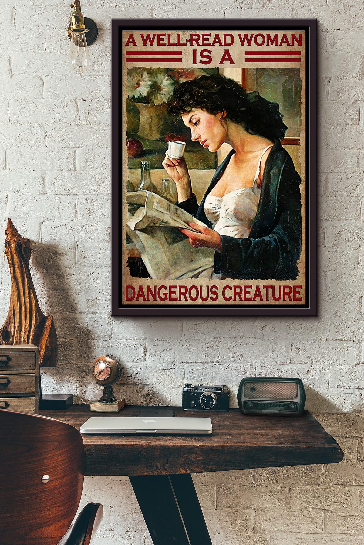 A Well-Read Woman Is A Dangerous Creature Poster Framed Matte Canvas