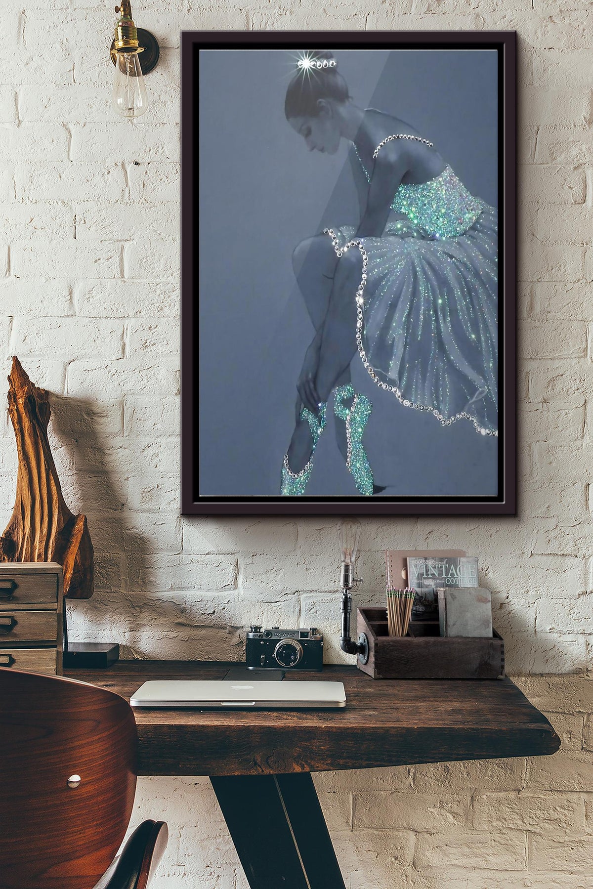 Ballet Crystal Dress Ballerina Poster Framed Matte Canvas