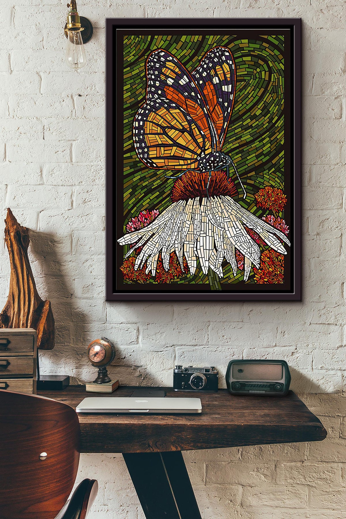Butterfly Art Poster Framed Matte Canvas