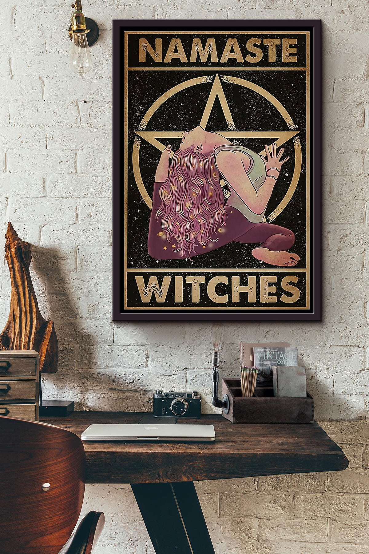 Namaste Witches Wizard In The Sky Magic Poster Framed Matte Canvas