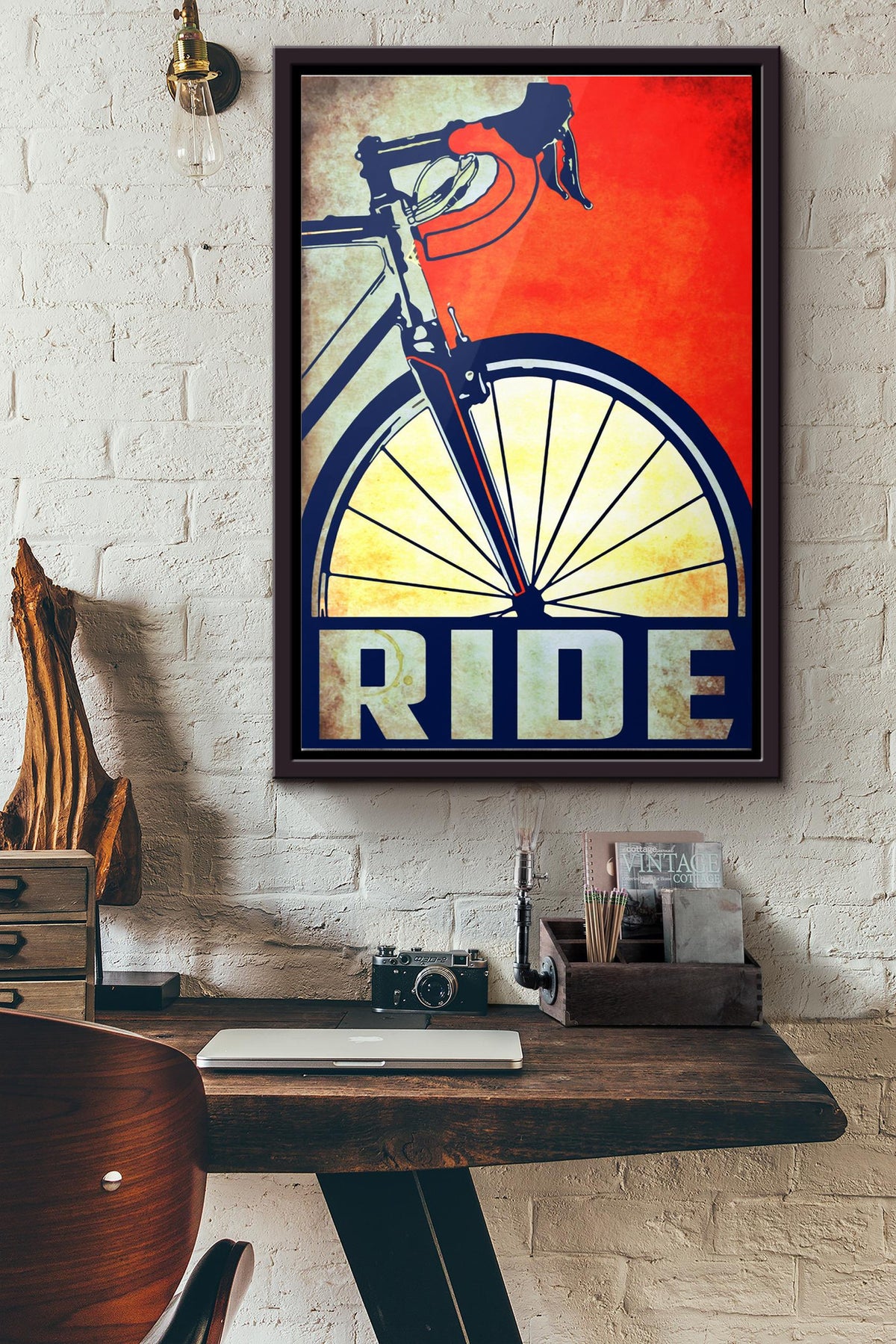 Cycling Bicycle Ride Poster Framed Matte Canvas