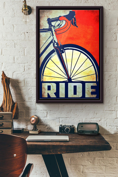 Cycling Bicycle Ride Poster Framed Matte Canvas