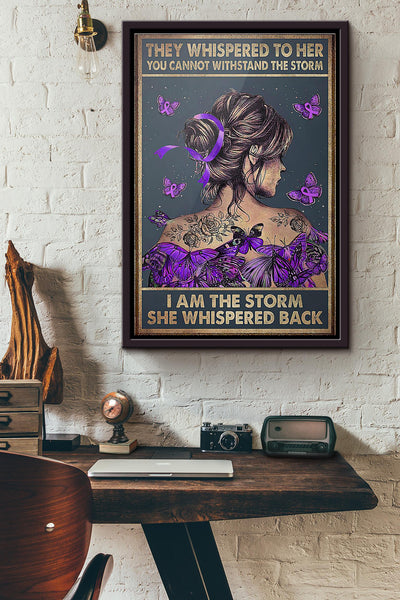 Purple Butterfly They Whispered To Her Poster Framed Matte Canvas