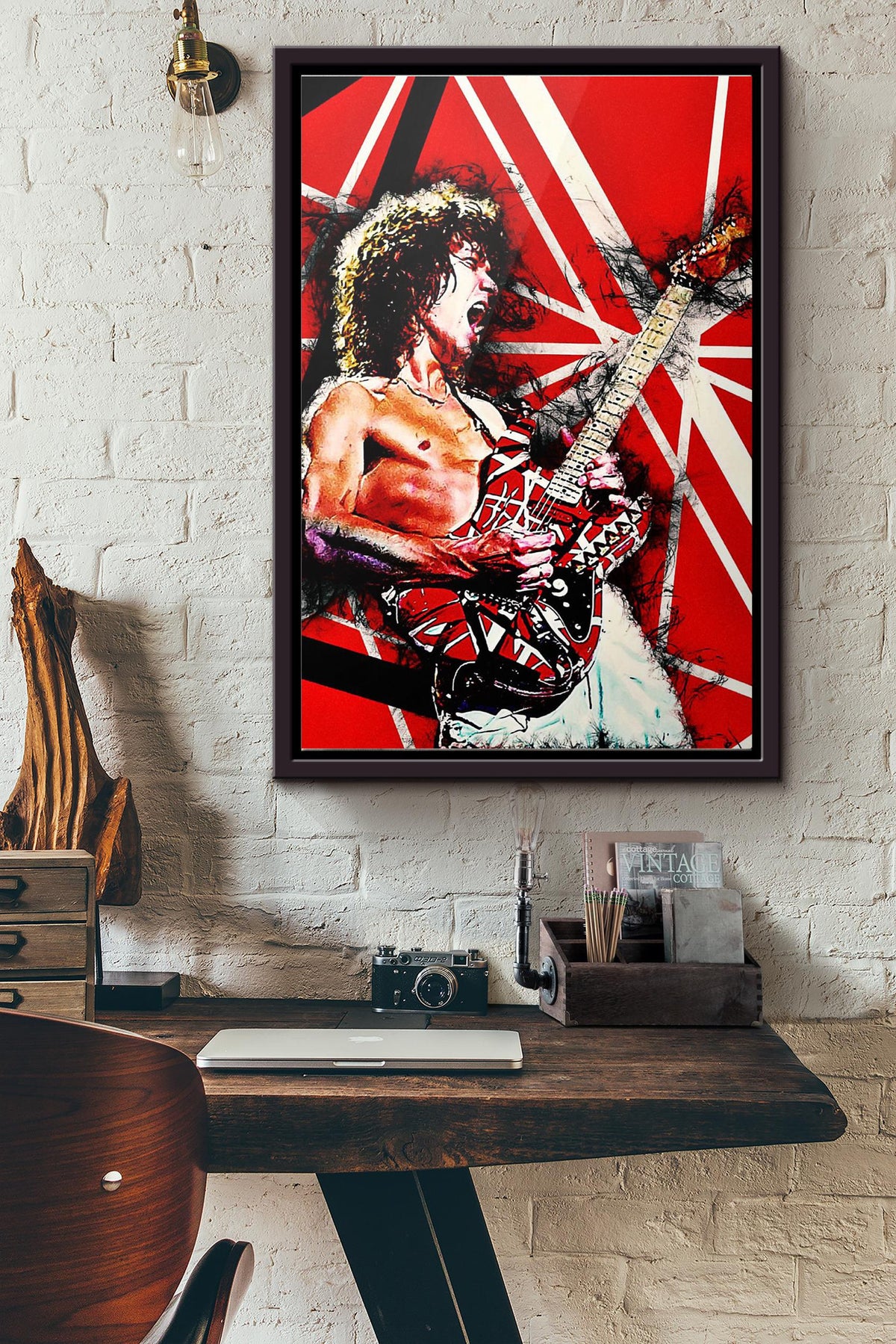 Eddie Van Halen Poster Framed Matte Canvas