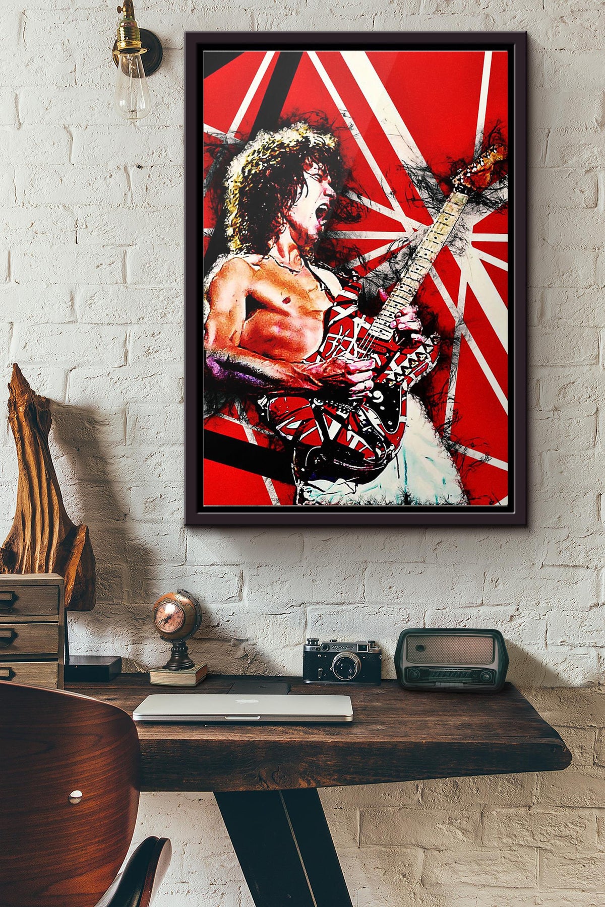 Eddie Van Halen Poster Framed Matte Canvas