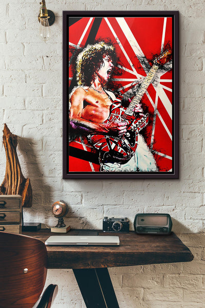 Eddie Van Halen Poster Framed Matte Canvas