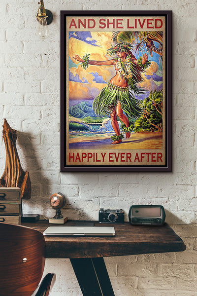 Hawaii Girl And She Lived Happily Ever After Poster Framed Matte Canvas