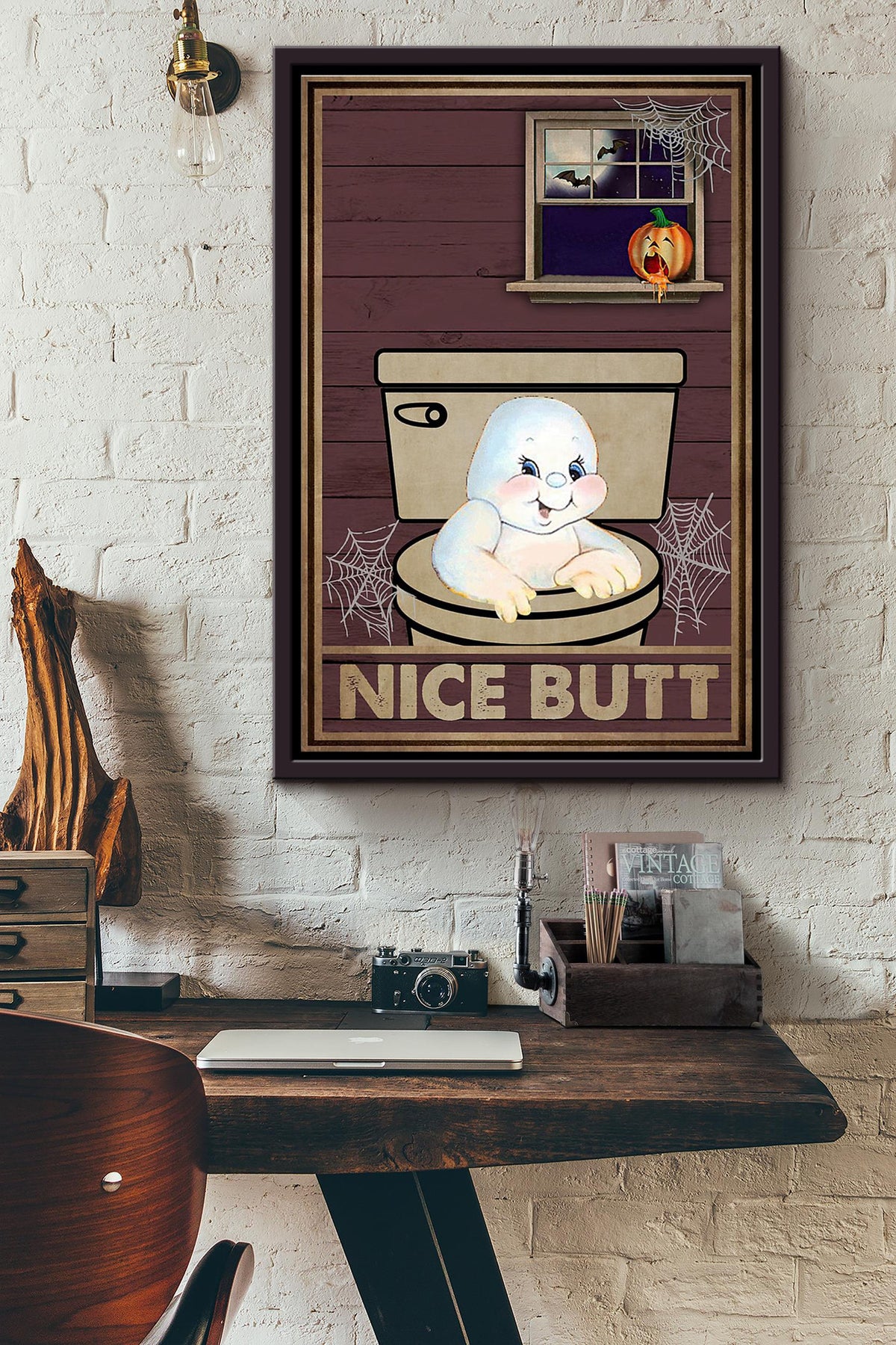 Ghost Toilet Nice Butt Poster Framed Matte Canvas