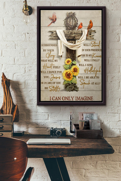 Cardinal Birds I Can Only Imagine Lyrics Poster Framed Matte Canvas
