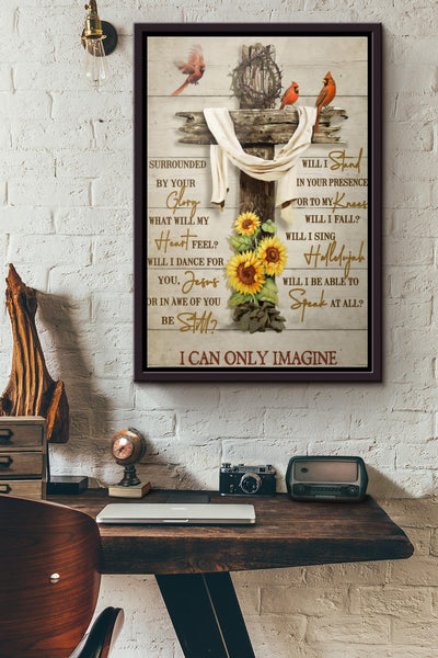 Cardinal Birds I Can Only Imagine Lyrics Poster Framed Matte Canvas