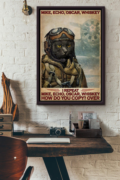 Black Cat Mike Echo Oscar Whiskey Poster Framed Matte Canvas