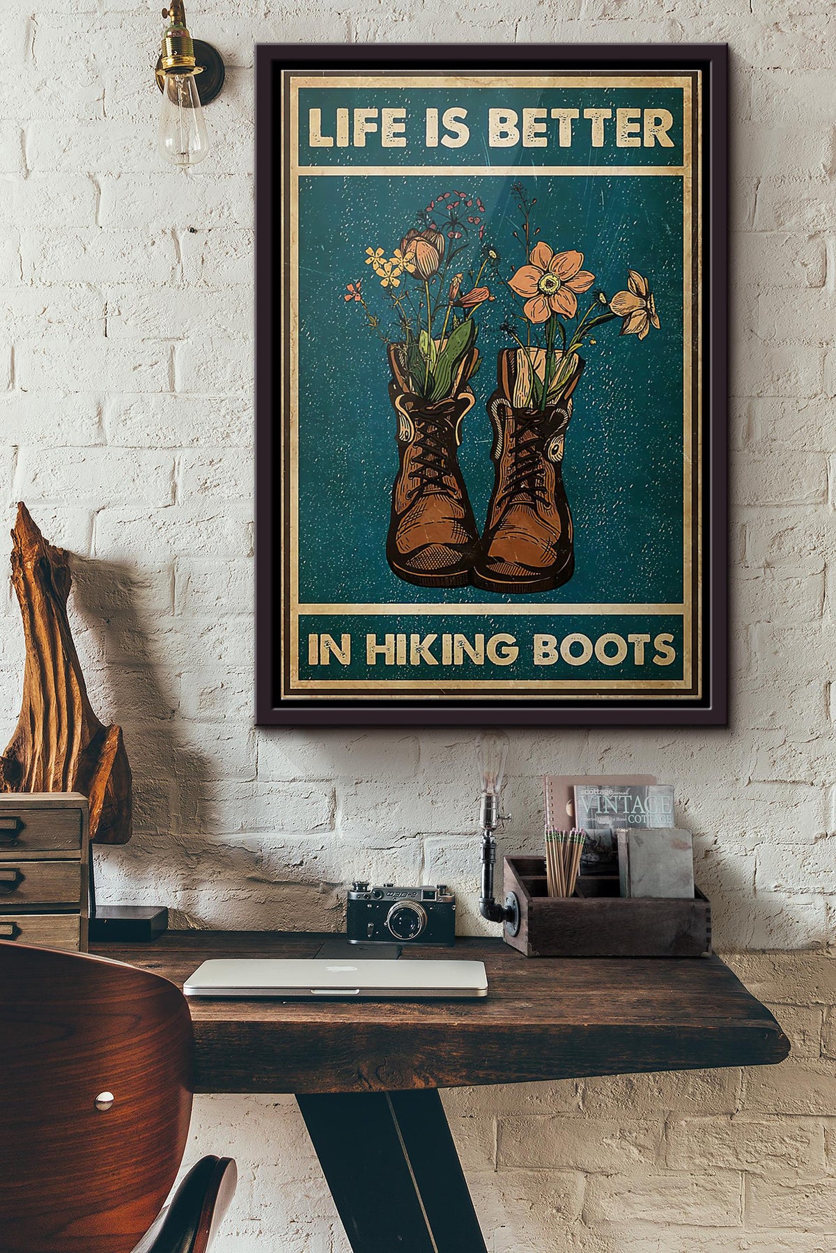 Life Is Better In Hiking Boots Poster Framed Matte Canvas