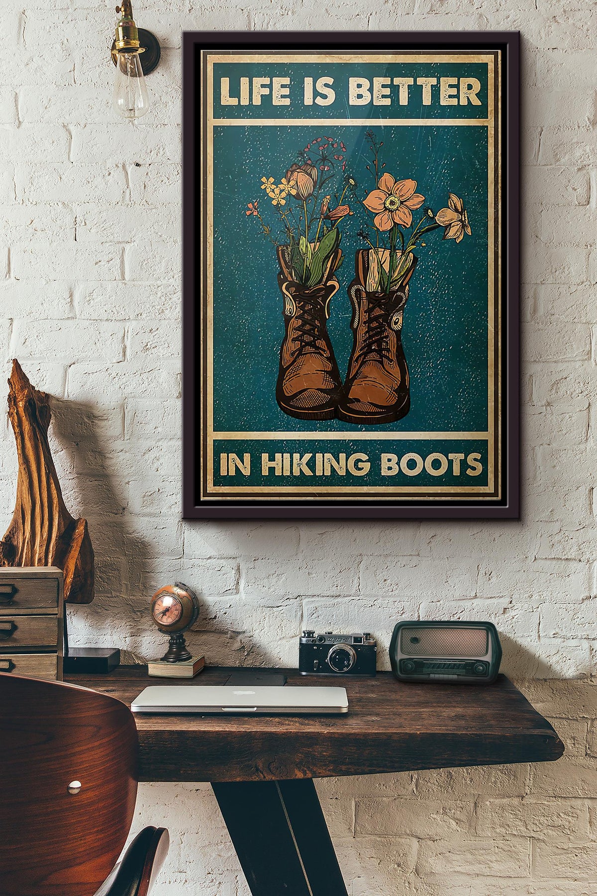 Life Is Better In Hiking Boots Poster Framed Matte Canvas