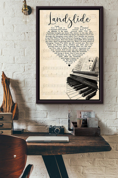 Landslide Pianist Lyrics Poster Framed Matte Canvas