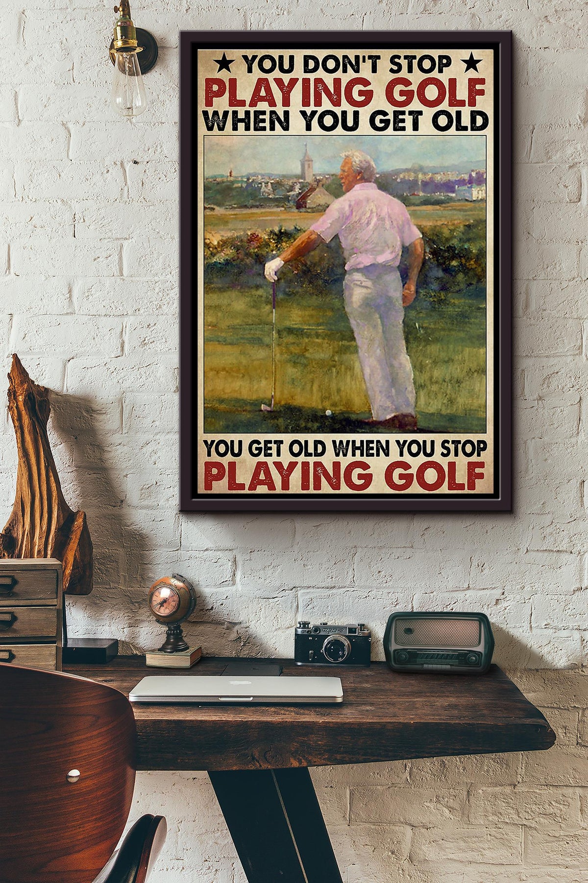 You Dont Stop Playing Golf When Youre Get Cold Golfer Poster Framed Matte Canvas