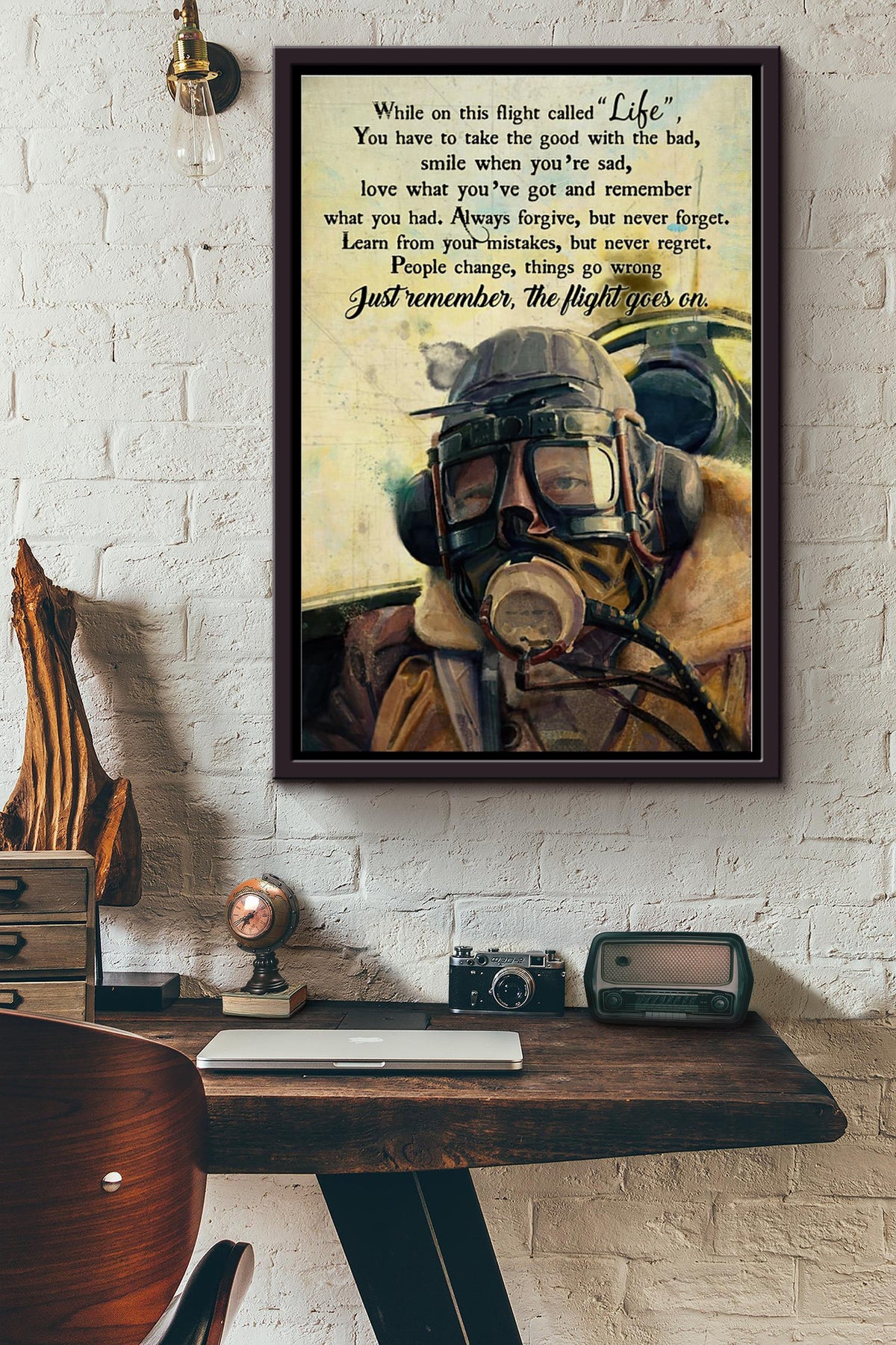 Pilot While On This Flight Called Life Remember The Flight Goes On Poster Framed Matte Canvas