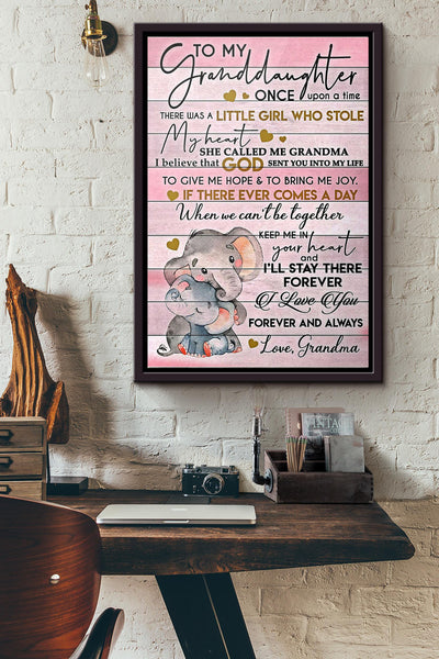 To My Granddaughter Elephant Poster Framed Matte Canvas
