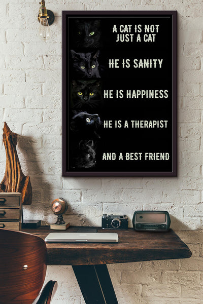 Black Cat Not Just A Cat Poster Framed Matte Canvas