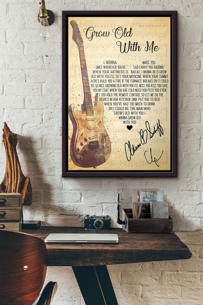 Guitar Grow Old With Me Lyrics Signature Poster Framed Matte Canvas
