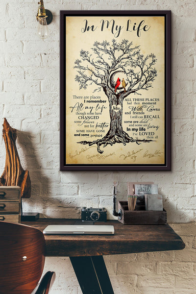 Tree Bird In My Life Poster Framed Matte Canvas