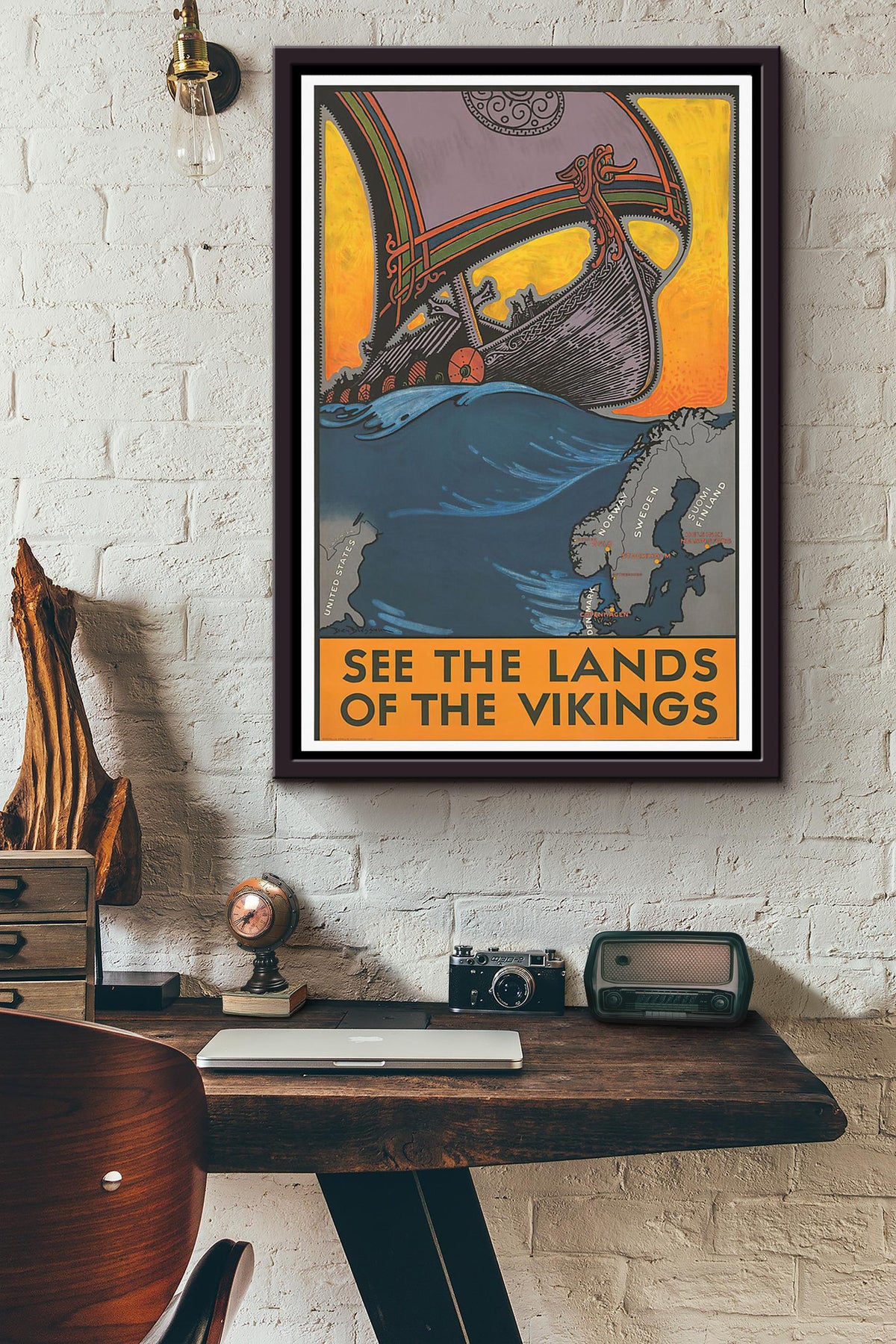 See The Lands Of The Vikings Poster Framed Matte Canvas